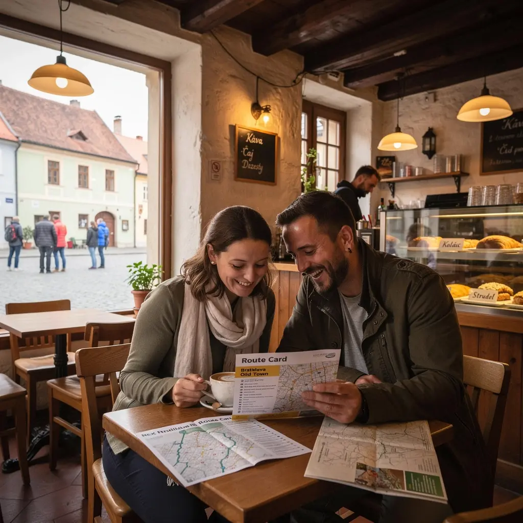 Cestovný sprievodca so zaujímavými zastávkami na papierovej mape.